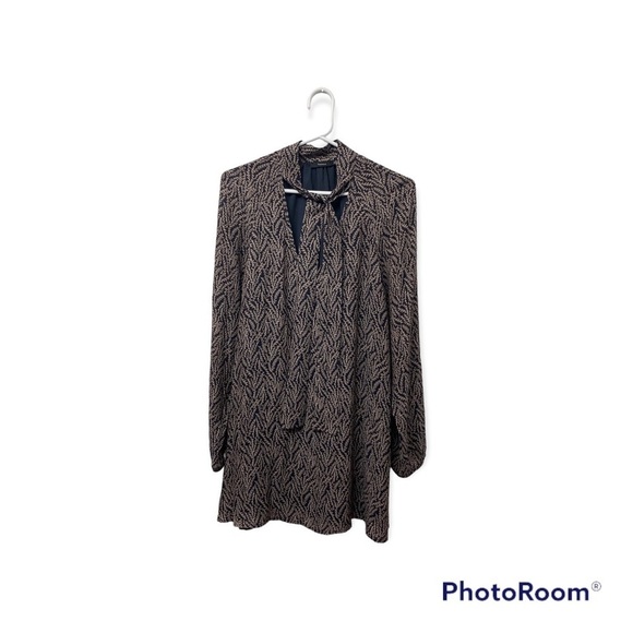 Aritzia Talula Cadogan Leave Pattern Tie Neck Dress Size Medium - Picture 3 of 10